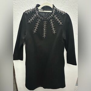 Echo Black Mini Dress with Silver PEwter Detailing